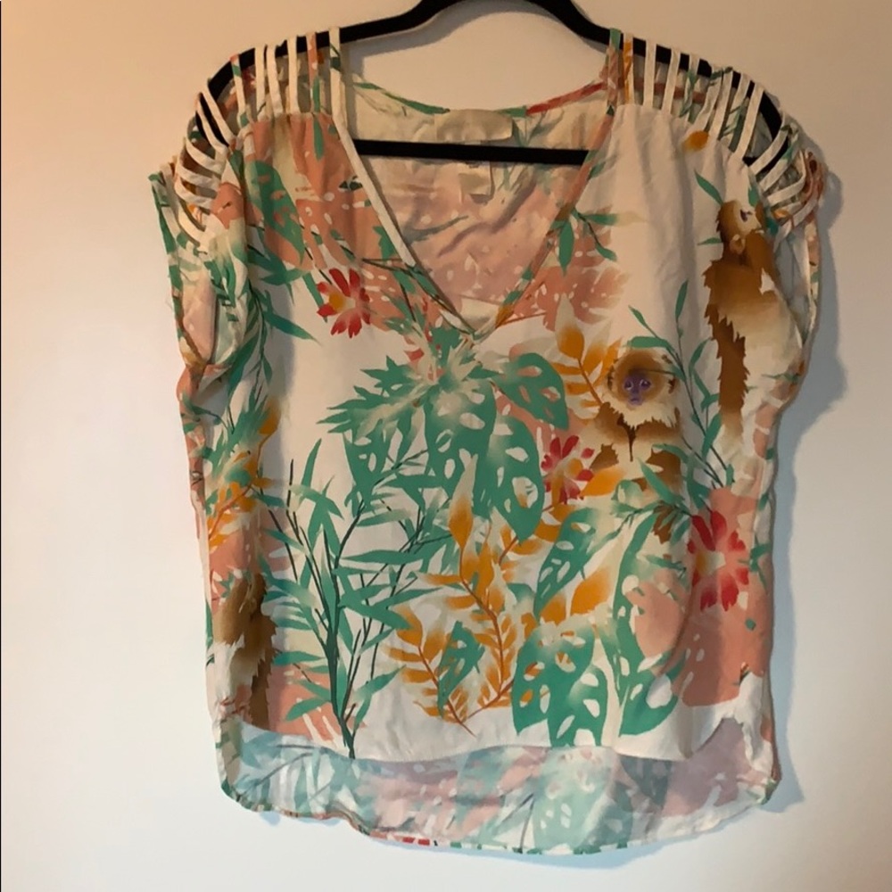 Corey Lynn calter blouse w monkey motif. Anthro